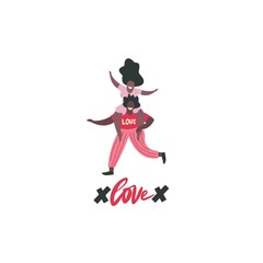 Illustrating the Valentine's day card with cute love. Vector greeting card. Happy holidays!