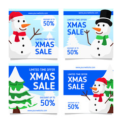 pack of Christmas sale poster template. vector illustration