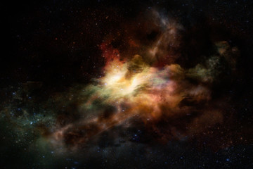 Fototapeta na wymiar Space background with nebula and stars for use with projects on science, research and education. The elements of this image furnished by NASA.