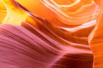 Obraz premium Beautiful view of Antelope Canyon sandstone formations in famous Navajo Tribal national park near Page, Arizona, USA 