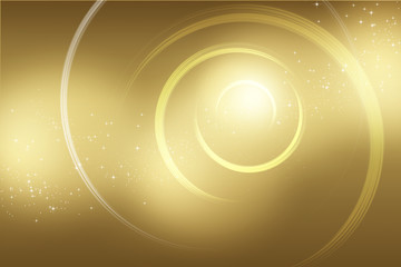 金色の背景にループと煌めく星(アブストラクト）

