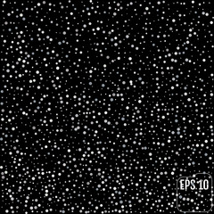 Silver glitter confetti isolated on black background. Vector illustration.