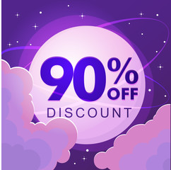 Ninety percent discount Numbers against the night sky
