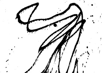 Ink grunge drops texture. Black hand drawn splashes and stains on white background.