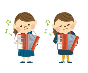 アコーディオンを演奏する女性