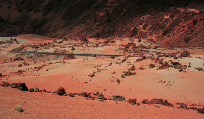 Fototapeta na wymiar First street on Mars - red planet