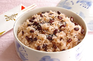 お赤飯　赤飯　ササゲ豆の赤飯　和食