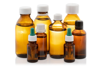 Medical bottles isolated on white background