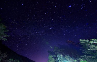 Fototapeta na wymiar Landscape with Milky way galaxy. Night sky with stars and milky.( Wuling Farm,Taiwan)