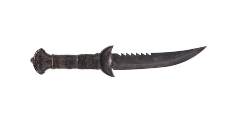 ancient weapon, hunting knife on a white background