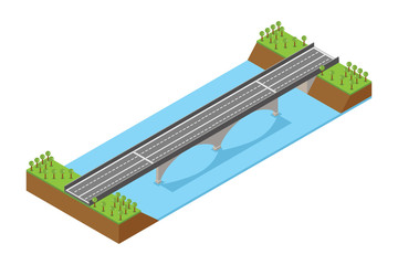 isometric illustration of a bridge, vector illustration