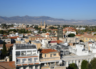 Top view of Nicosia - capital of Cyprus. Northern Turkish part