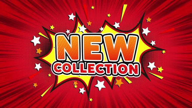 New Collection Word Retro Cartoon Comic Bubbles Popup Style illustration. Colored Bomb Strip Dotted and red Speed Radial line Seamless loop. black green screen 4k doodle background - Powered by Adobe