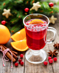 Glass of hot mulled wine