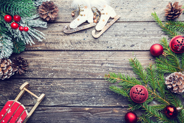 Christmas wooden background