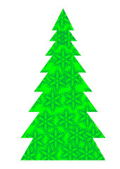 Christmas spruce with decorations on a white background