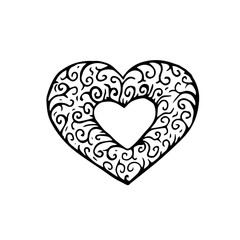 Doodle heart. Hand drawn vector illustration, Isolated on white background