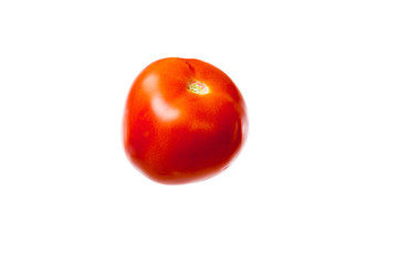 close-up view of fresh ripe red tomato isolated on white