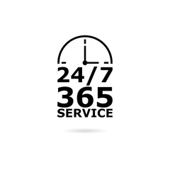Black Open 24/7 - 365, 24/7 365 icon or logo