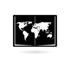 Black Blank world map on book icon or logo