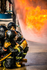 Fototapeta premium Firefighter training