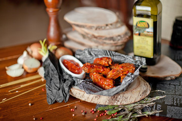 dish with fried ribs on a table