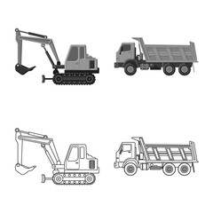Vector design of build and construction icon. Collection of build and machinery stock vector illustration.