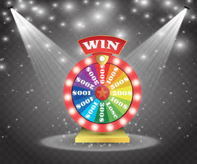 Colorful wheel of luck or fortune infographic. Vector illustration. Online casino background.