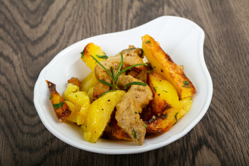 Fried potato with pork