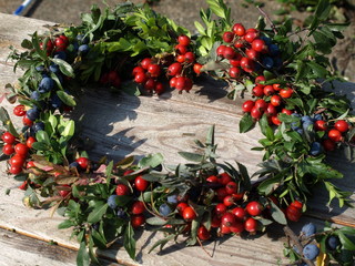 Hagebutten-Schlehen-Herbstkranz