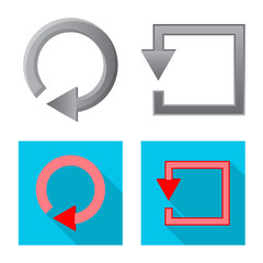Isolated object of element and arrow symbol. Collection of element and direction vector icon for stock.