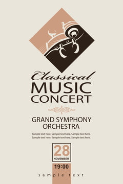 classical music concert poster with violin image