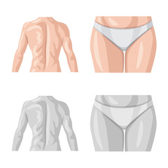 Isolated object of human and part logo. Set of human and woman stock vector illustration.