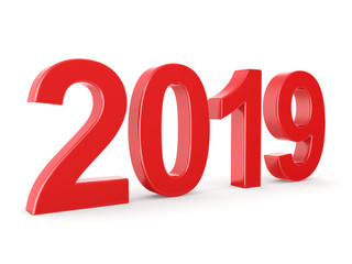 3D rendering 2019 New Year red digits