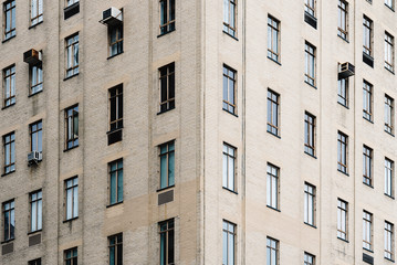 Window pattern in facade of residential buildings