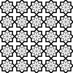 Black and white arabic geometric seamless pattern, vector background, texture