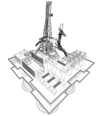 Offshore oil rig drilling platform concept. Vector