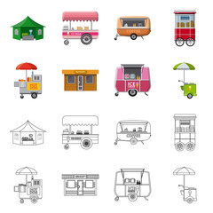 Vector design of market and exterior sign. Collection of market and food stock vector illustration.