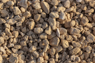 White gravel on a construction site as an abstract background