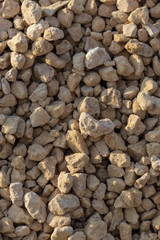 White gravel on a construction site as an abstract background