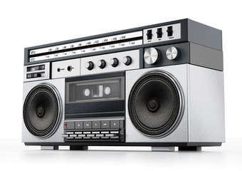 Vintage cassette player isolated on white background. 3D illustration