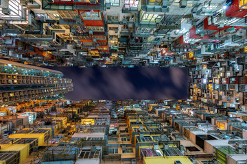 Fototapeta na wymiar The old building at night, Hong Kong.