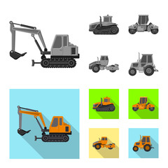 Vector illustration of build and construction symbol. Set of build and machinery vector icon for stock.