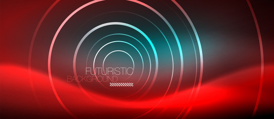 Neon glowing techno lines, hi-tech futuristic abstract background template with square shapes