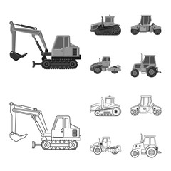 Vector illustration of build and construction icon. Collection of build and machinery stock symbol for web.