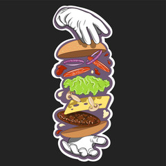 Magic burger and white gloves