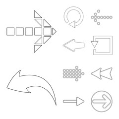 Isolated object of element and arrow symbol. Set of element and direction vector icon for stock.