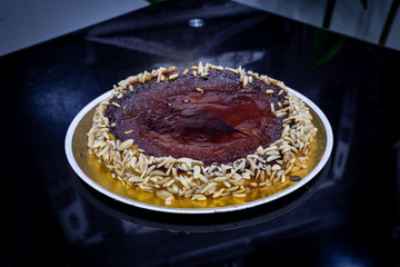 Almond cake on table
