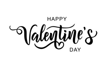 Happy Valentine's day hand lettering. Vector. Celebration, romantic quote postcard, card, invitation, banner template. 