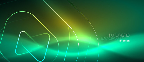 Color shiny neon lights background with abstract lines